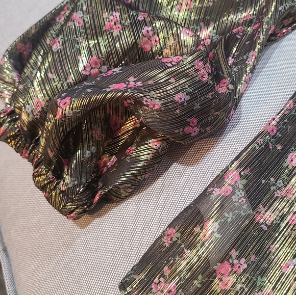 Love Shack Fancy Metallic 'Adeline' Gold Lamé Midnight Vine Balloon Sleeve XS - Picture 11 of 13